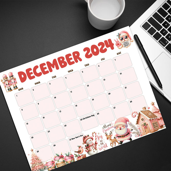 Retro Style Whimsical December Calendar