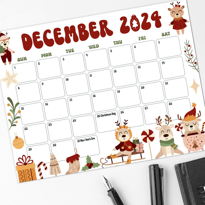 Retro Cute December Calendar