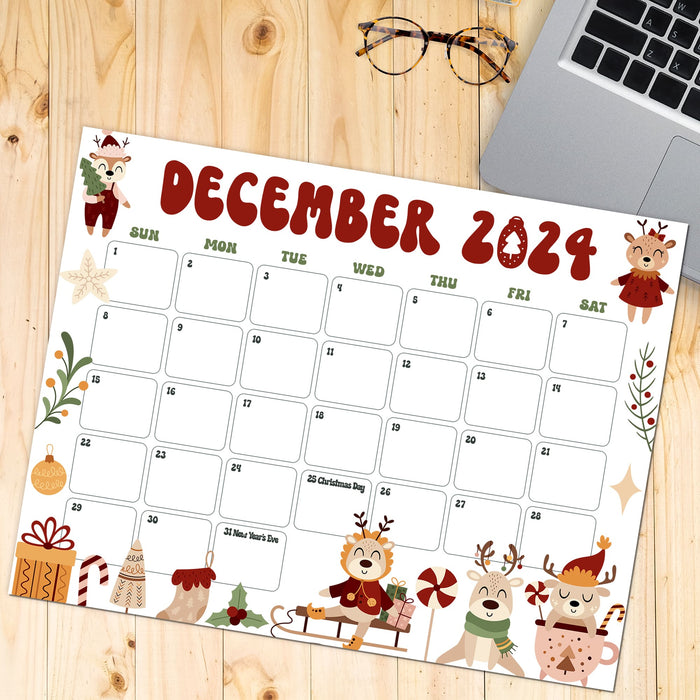 Retro Cute December Calendar