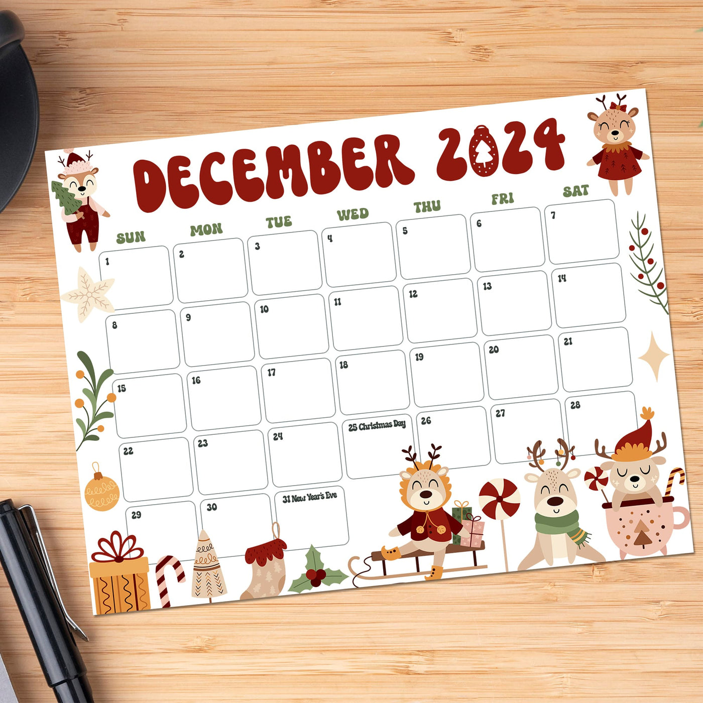 Retro Cute December Calendar Posh Park