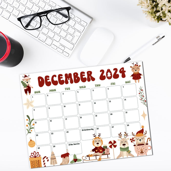 Retro Cute December Calendar