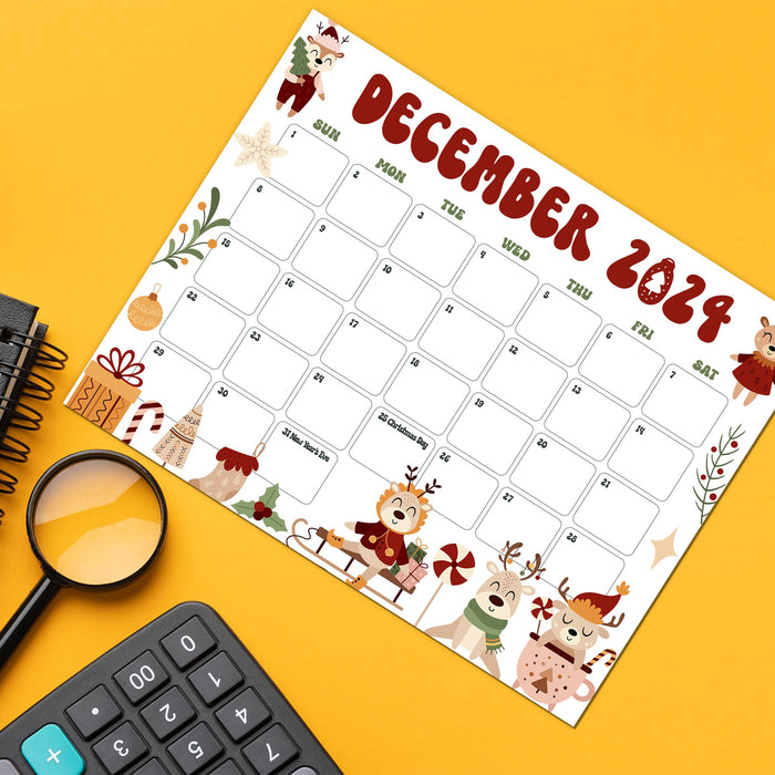 Retro Cute December Calendar