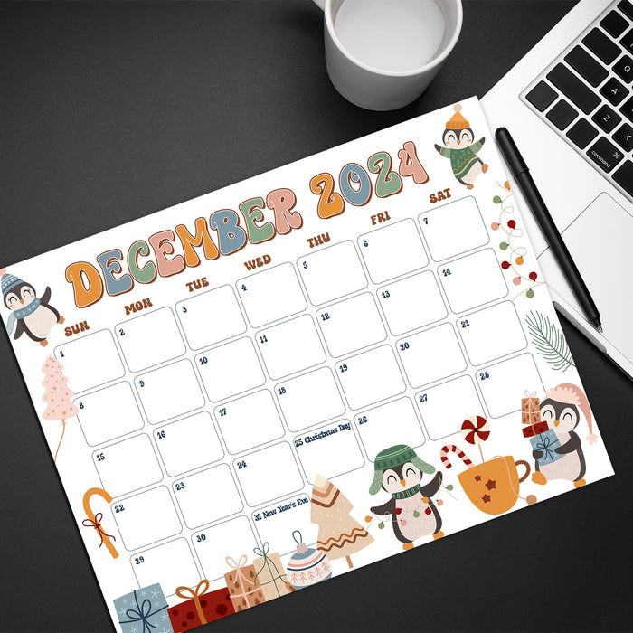 Cute Whimsical Retro December Calendar