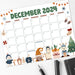 Retro December Calendar with Cute Design Printable