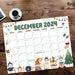 Retro December Calendar with Cute Design Printable