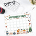 Retro December Calendar with Cute Design Printable