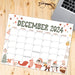 Printable Cute December Calendar with Retro Style