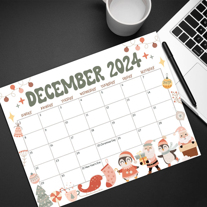 Printable Cute December Calendar with Retro Style