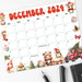 Printable Whimsical Cute December Calendar