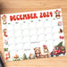 Printable Whimsical Cute December Calendar