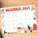 December Calendar with Retro and Cute Theme