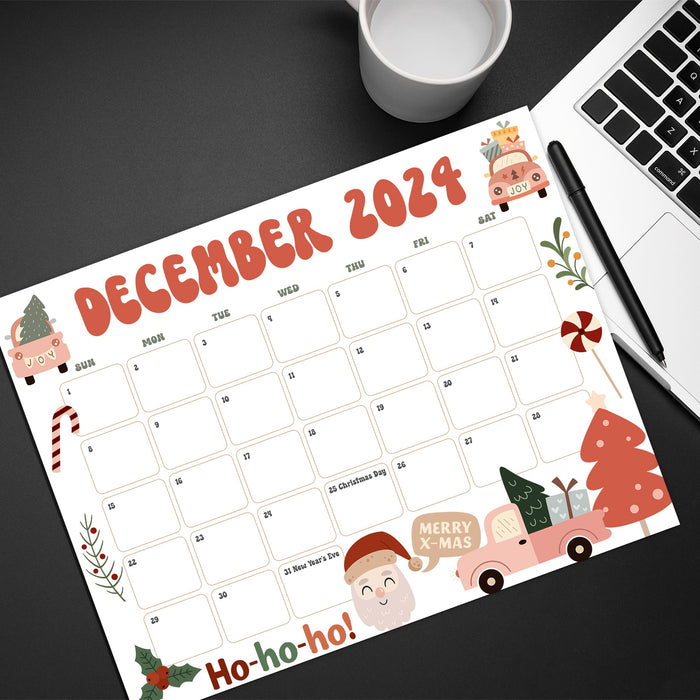 December Calendar with Retro and Cute Theme