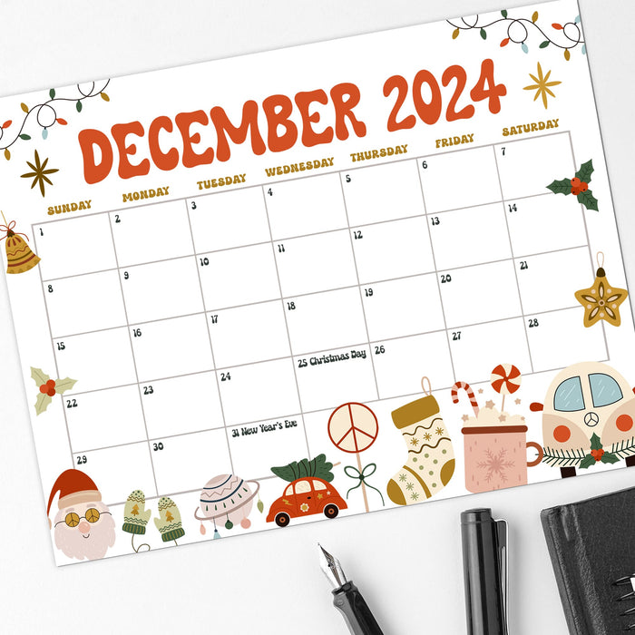 Retro Whimsical December Calendar