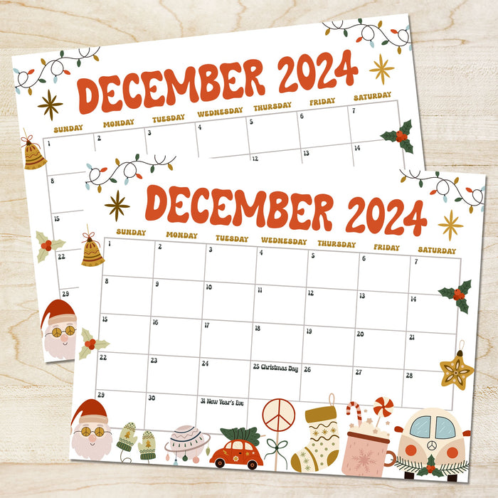 Retro Whimsical December Calendar