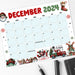 December Calendar with Whimsical Retro Style Printable