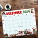 December Calendar with Whimsical Retro Style Printable