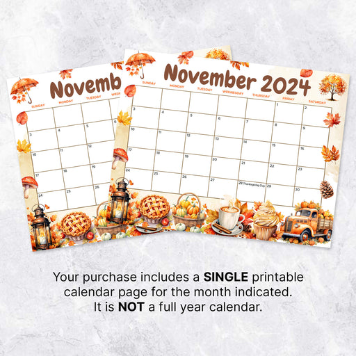 Whimsical November Calendar Design