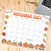 Cute Retro Whimsical November Calendar Printable