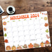 Cute Retro Whimsical November Calendar Printable