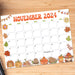 Cute Retro Whimsical November Calendar Printable