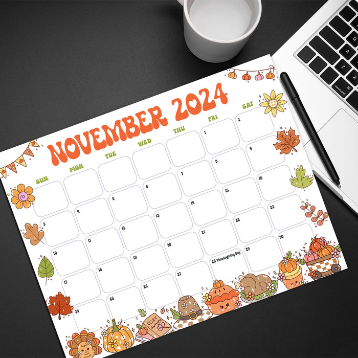 Cute Retro Whimsical November Calendar Printable