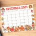 Vintage November Calendar Printable Retro Design