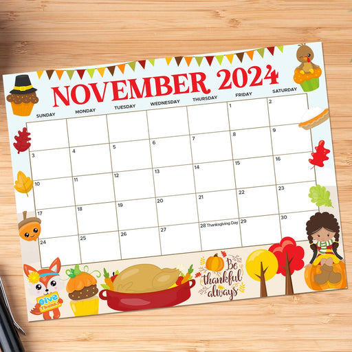 Whimsical November Fall Calendar Printable