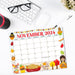 Whimsical November Fall Calendar Printable