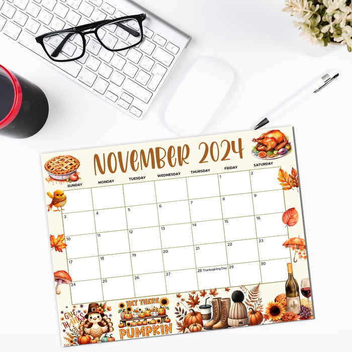 Cute November Fall Design Calendar Printable