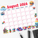 PDF Retro 90's Summer Vibe Theme August 2024 Calendar | Printable Vintage Groovy Summer Monthly Planner