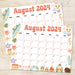 Printable Vintage August 2024 Calendar with Adorable Retro Theme