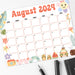 Printable Vintage August 2024 Calendar with Adorable Retro Theme