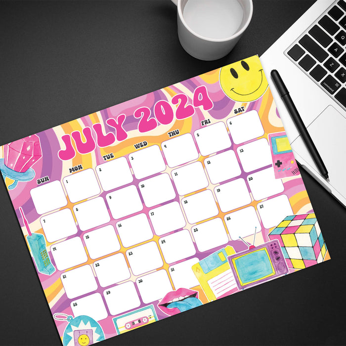PDF Colorful Retro Theme July 2024 Calendar | Printable Vintage Retro Vibe July Monthly Planner - Posh Park pdf-colorful-retro-theme-july-2024-calendar-printable-vintage-retro-vibe-july-monthly-planner-posh-park