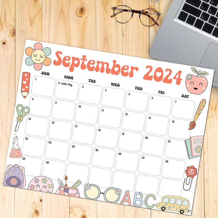 Retro School September Calendar Printable