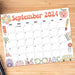 Retro School September Calendar Printable