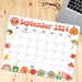 Groovy Retro September 2024 Calendar Printable Cute Theme