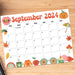 Groovy Retro September 2024 Calendar Printable Cute Theme