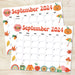 Groovy Retro September 2024 Calendar Printable Cute Theme