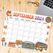 Cute Groovy Retro September 2024 Calendar Printable