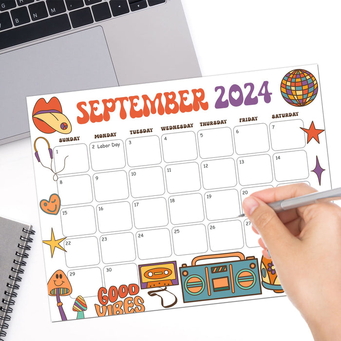 Cute Groovy Retro September 2024 Calendar Printable