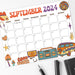 Cute Groovy Retro September 2024 Calendar Printable