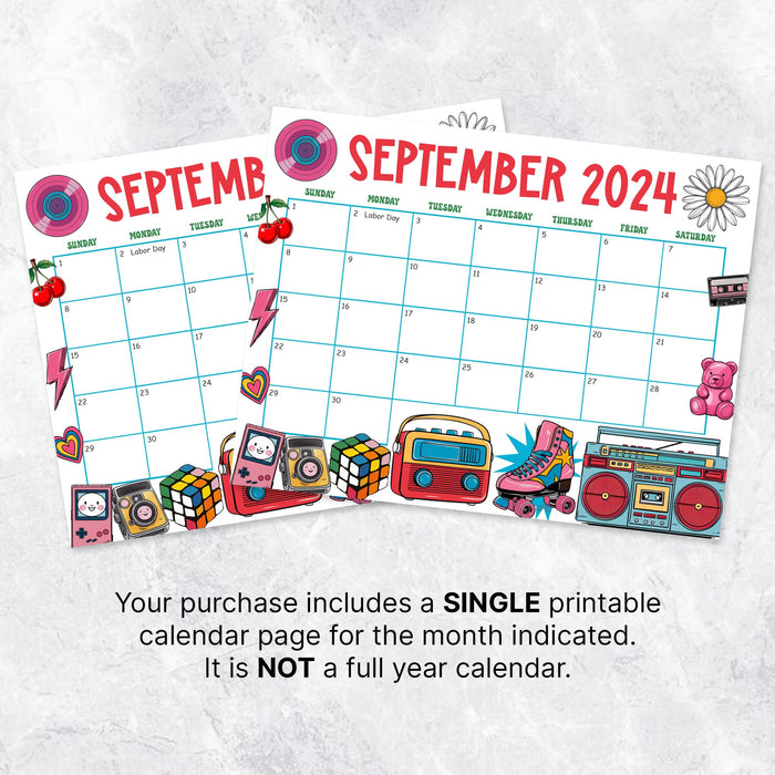 Retro Groovy September 2024 Cute Calendar Design