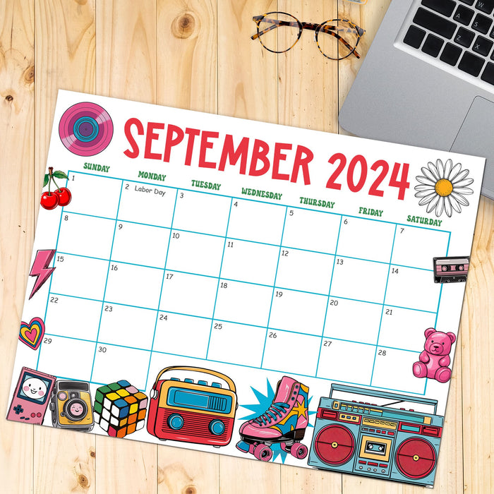 Retro Groovy September 2024 Cute Calendar Design