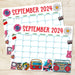 Retro Groovy September 2024 Cute Calendar Design