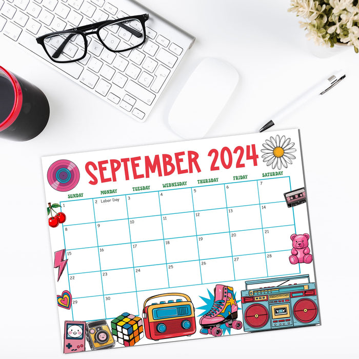 Retro Groovy September 2024 Cute Calendar Design