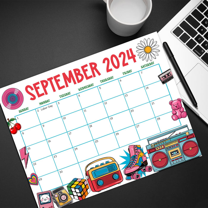 Retro Groovy September 2024 Cute Calendar Design