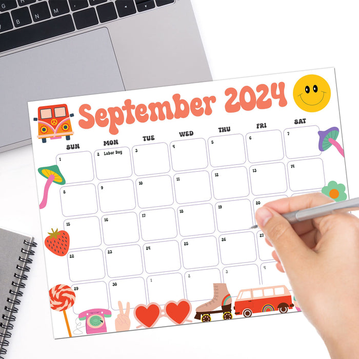 Printable September 2024 Calendar Groovy Retro Design