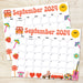 Printable September 2024 Calendar Groovy Retro Design