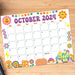 Retro Groovy October 2024 Calendar Printable Design