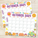 Retro Groovy October 2024 Calendar Printable Design